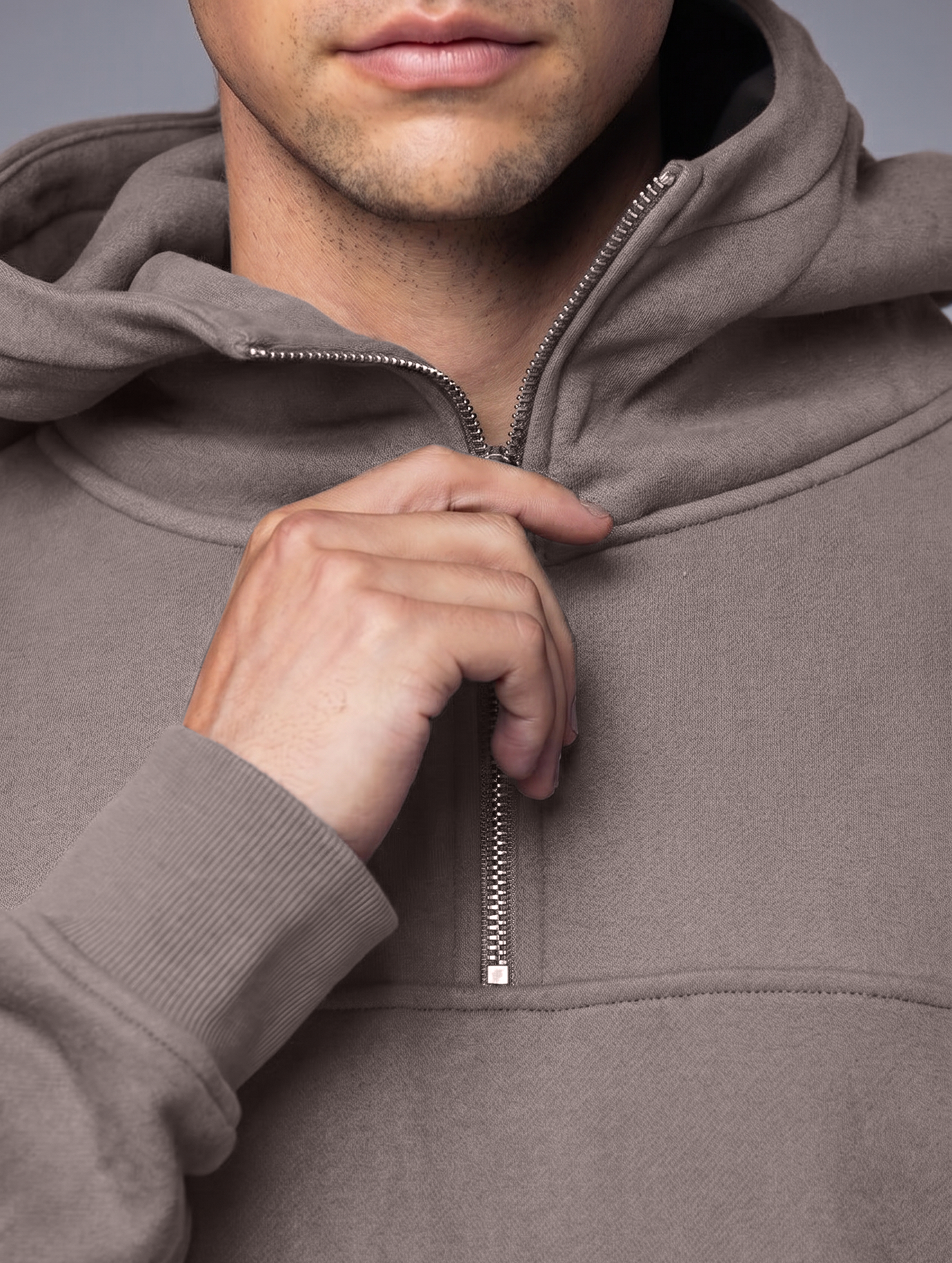 Allwear Organic Half-Zip Hoodie 2.0 Cinder