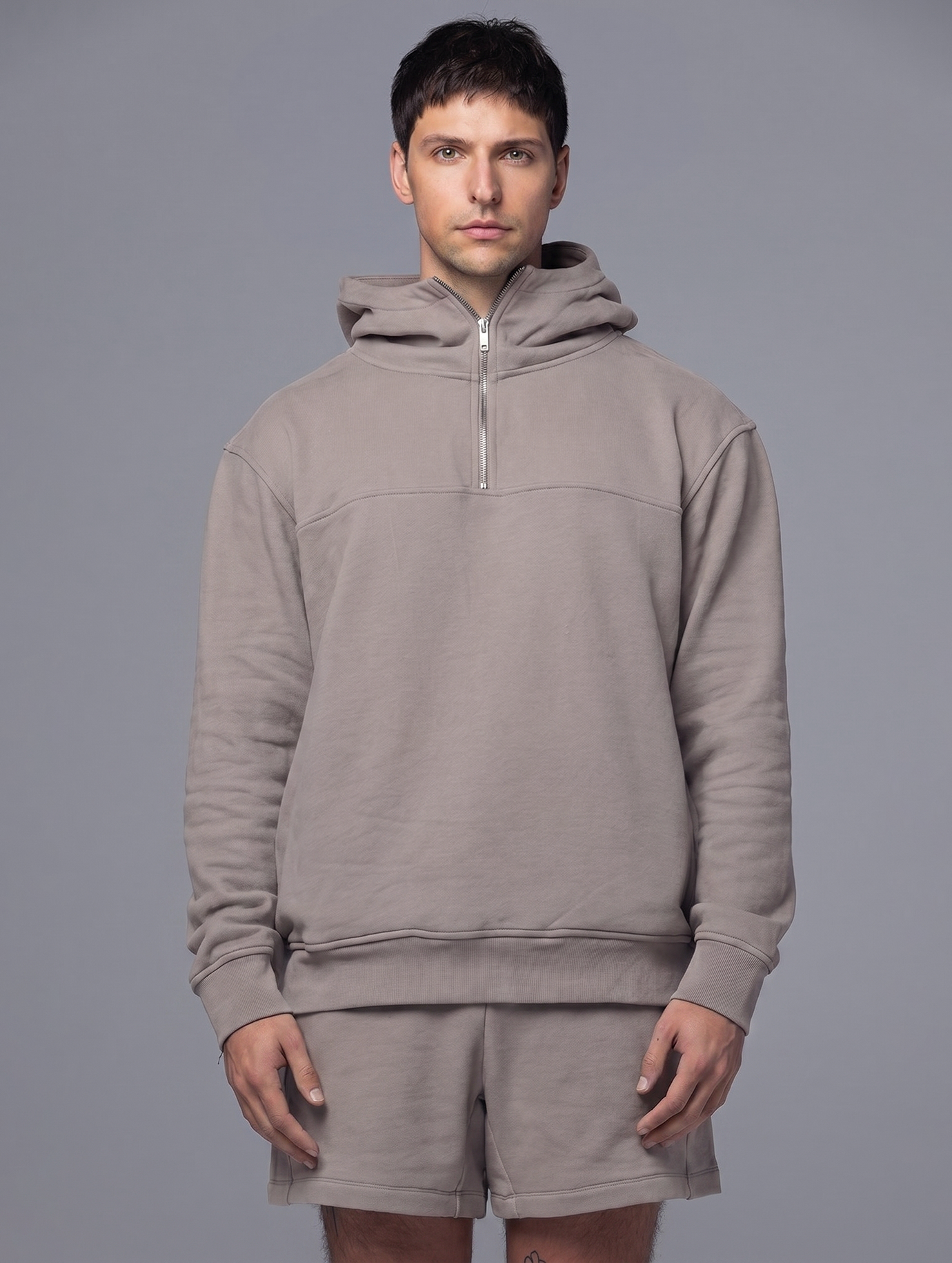Allwear Organic Half-Zip Hoodie 2.0 Cinder