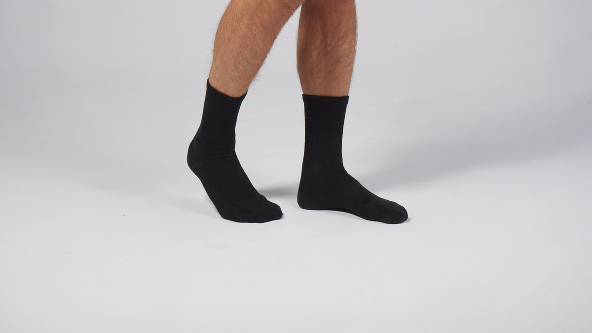 Allwear organic socks on a model
